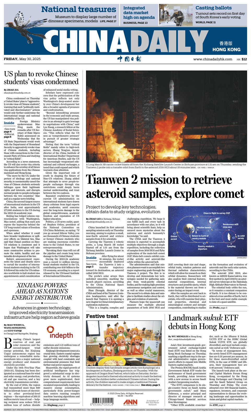 Prima-pagina-China Daily-oggi-edizione-di-oggi-20250530